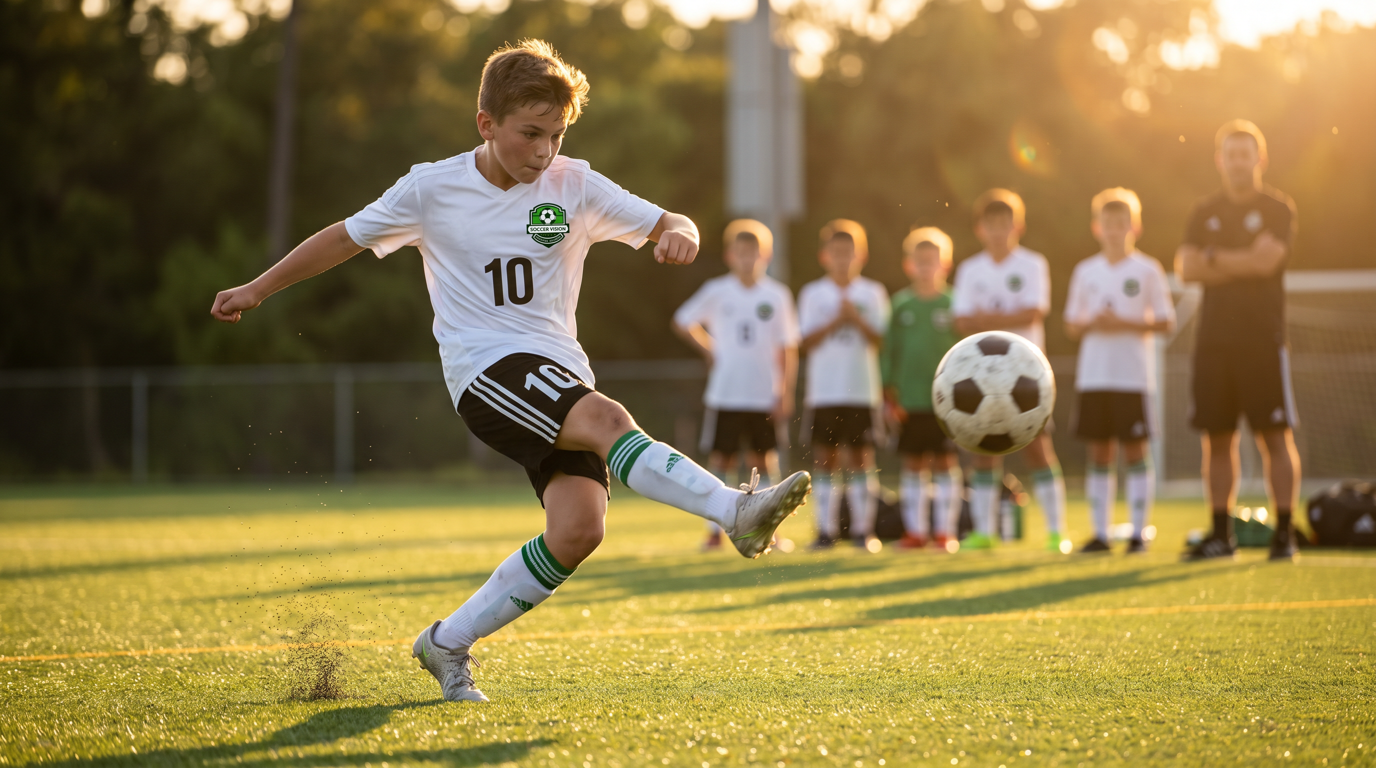 Jugadores jóvenes entrenando en Soccer Vision